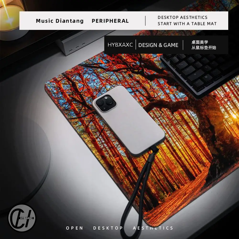 Mouse Pad Gamer HD XXL Computer keyboard pad Desk Mats MousePads Forest Landscape Gamer Laptop Carpet Natural Rubber Table Mat