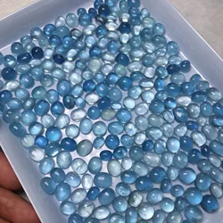 Wholesale 20pcs/lot Genuine Aquamarine Beads Mixed Size 7-10mm Ovals Semi-Precious Gemstone Cabochon Ring Face For Jewelry