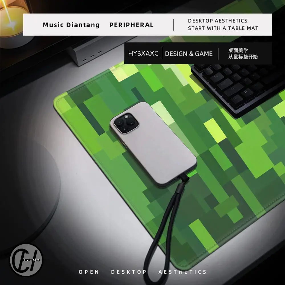 Green Pixel Squares Mouse Pad Large Rubber Anti-slip PC Desk Accessories Mousepad for Offices and Gamer Keyboard Mats Decor Mat