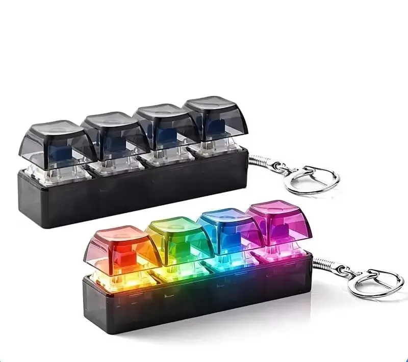 Creative Pendant Keyboard Keychains LED Keyboard Key Ring Stress Relief DIY Button Key Holder Toy Gift for Adult Kids Fidget New