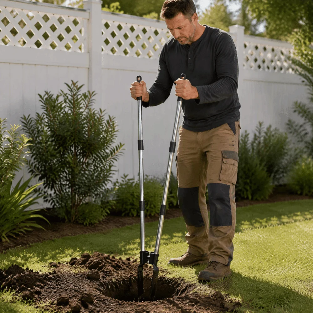 Long Handle Grass Plugger Tool Ergonomic Heavy Duty Sod Plugger Tool Steel Construction Plants Transplanter Grass Repair