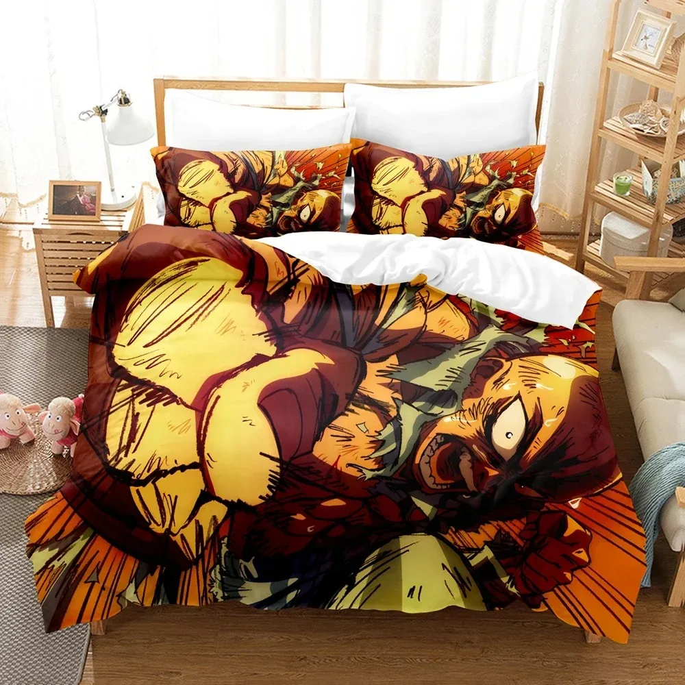 Ensembles de housse de couette Anime Anime pour enfants, linge de lit One Punch Man, taie d'oreiller, cadeau de literie pour enfants, filles, Twin Full, Queen, King Size