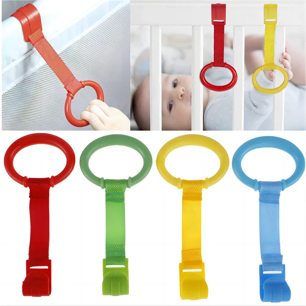 Baby Crib Pull up Rings Baby Walking Exercises Assistant Cot Hanging Rings Baby Bed Stand Up Rings for Playpen Play Gym