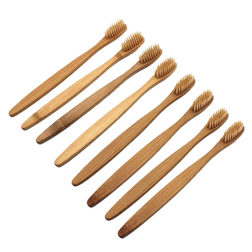 8Pcs Bamboo Toothbrush Set Biodegradable Toothbrush for Oral Care Brightening Stain Removal