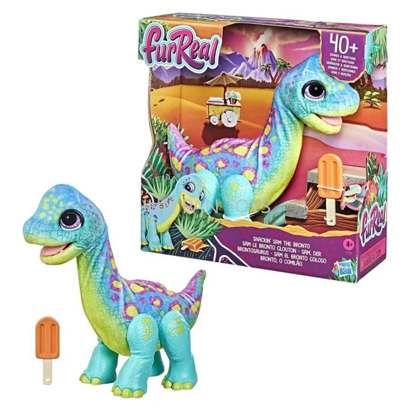 Furreal Friends Snackin' Sam The Bronto 40+ Sounds and Reactions, Electronic Interactive Plush Pets Dinosaur Children Toys Gifts