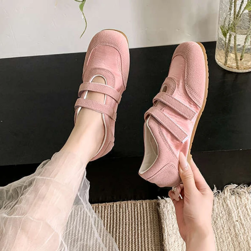 Damen-Mary-Jane-Flats mit doppeltem Riemen, Retro-Sneakers aus Satin mit Patchwork und runder Zehenpartie, weiche, süße, lässige Alltags-Flats für Frühling und Herbst – Detail 10