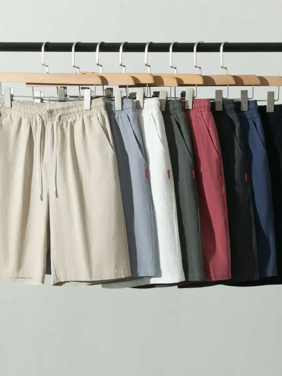 

Новые мужские шорты из чистого хлопка, летние свободные спортивные брюки прямого кроя, тонкие пляжные брюки, повседневные брюки, удобные свободные брюки