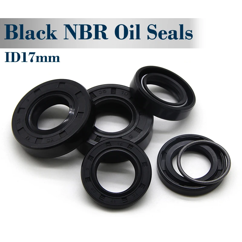 ID17mm Black NBR Oil Seals TC-17*24/25~29/30/32/35/40/41/42/45/47*4/5/7/8/10mm Nitrile Rubber Shaft Double Lip Sealing Gaskets