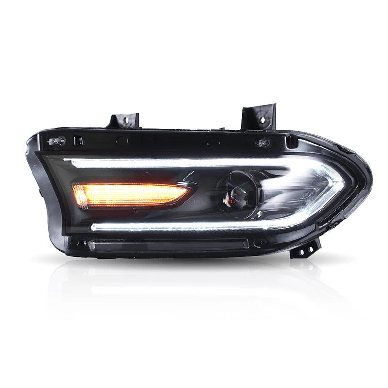 For Dodge Charger 15-20 LED Front Headlight With Sequential Turn Signal, Dynamic Streamer Light Improves Recognition On The Road