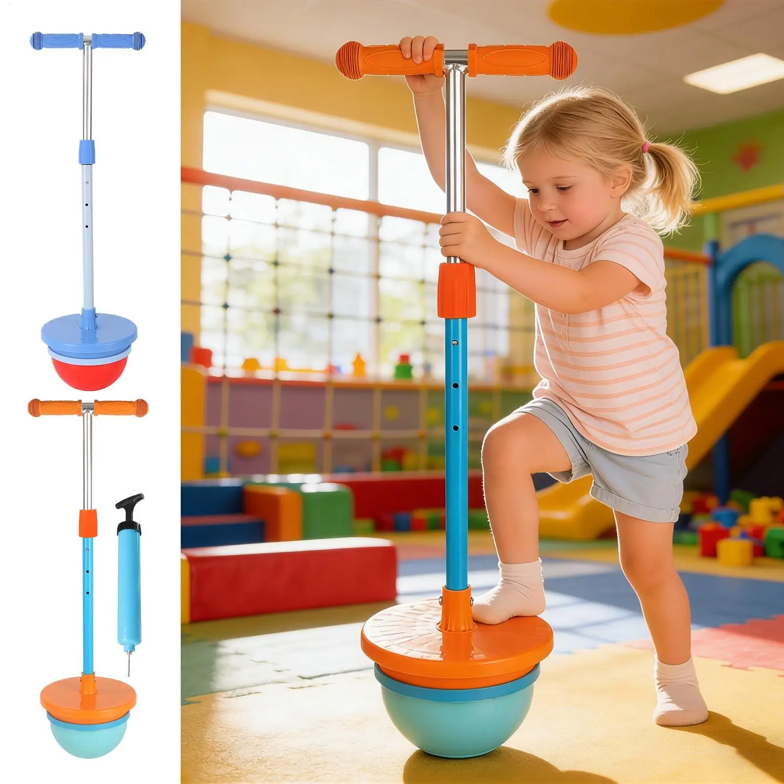 ลูกบอลเด้งสำหรับเด็ก ของเล่นทรงตัว ไม้จับพร้อมด้ามจับ ของเล่นกระโดดแบบยืดหดได้ สำหรับเล่นกลางแจ้งและในร่ม เด็กชาย เด็กหญิง ของขวัญคริสต์มาส วันเกิด วัยรุ่น