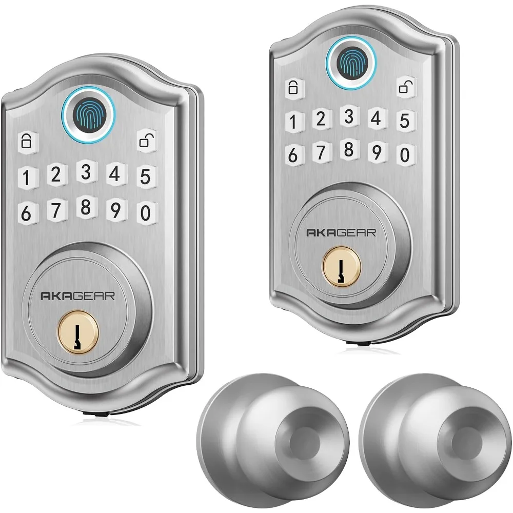 Keyless Entry Deurslot met Deurknop Set Bundel - Satijnnikkel