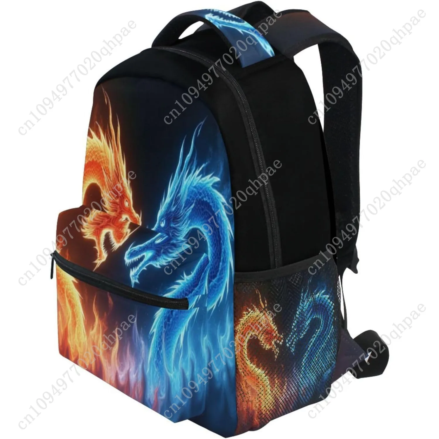 Kcldeci Red Blue Fire Dragon School Backpack Galaxy Teens Girls Boys Kids Bookbag, Monster Animal Water Resistant Elementary Tra