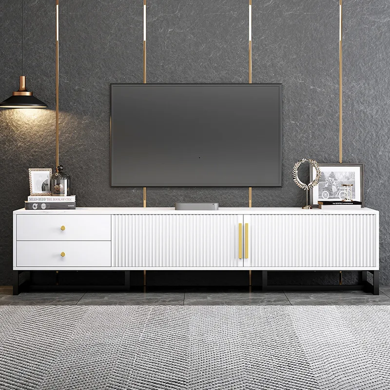 Yijiada TV Cabinet Modern Simple Coffee Table Combination Light Luxury Storage Floor Cabinet Living Room Furniture Narrow