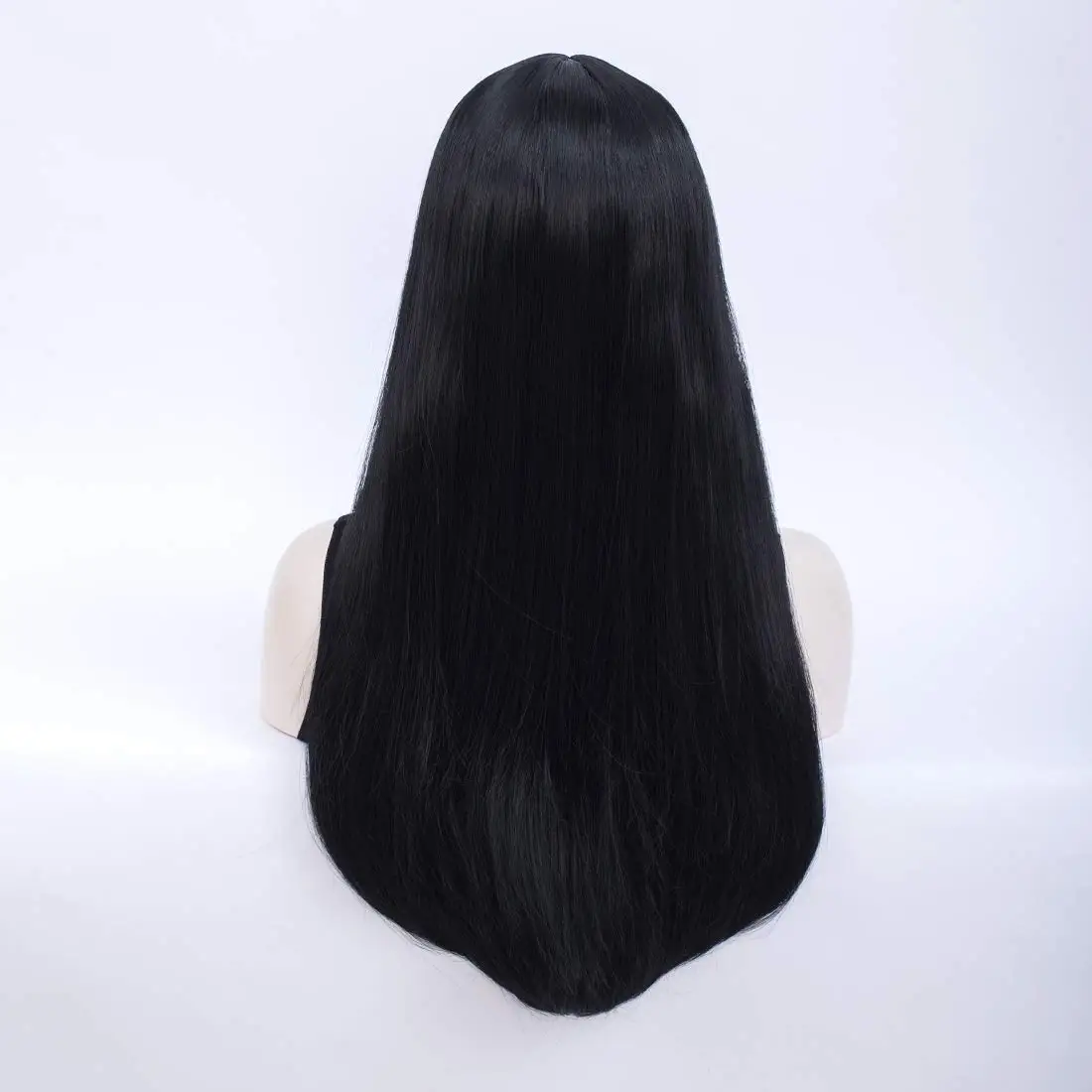 Perruques d'Halloween longues et droites avec raie au milieu pour femmes, perruques de Costume de Cosplay et de cheveux synthétiques quotidiens, perruques noires de fête d'Halloween