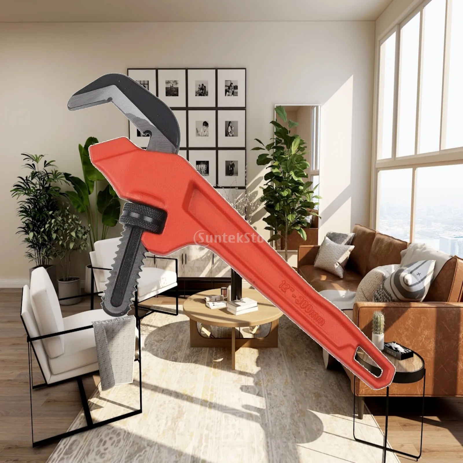 Hex Pipe Wrench Adjustable Wrench with Serrated Jaw Tool Tight Confined Thin for Plumbers, Plumbing, Workshop