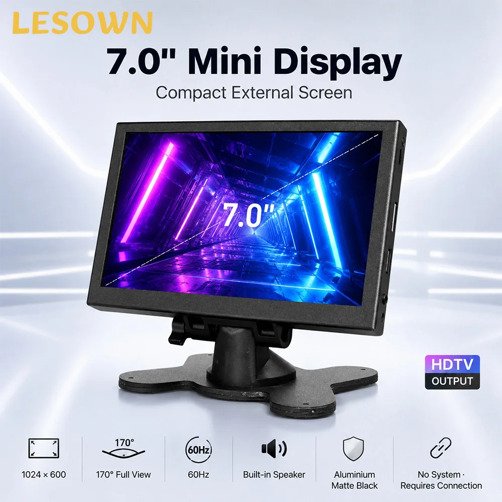 LESOWN Compact Portable Advertising Display 7 Inch Mini USB Media Player Small Commercial Screen for Business Promotion
