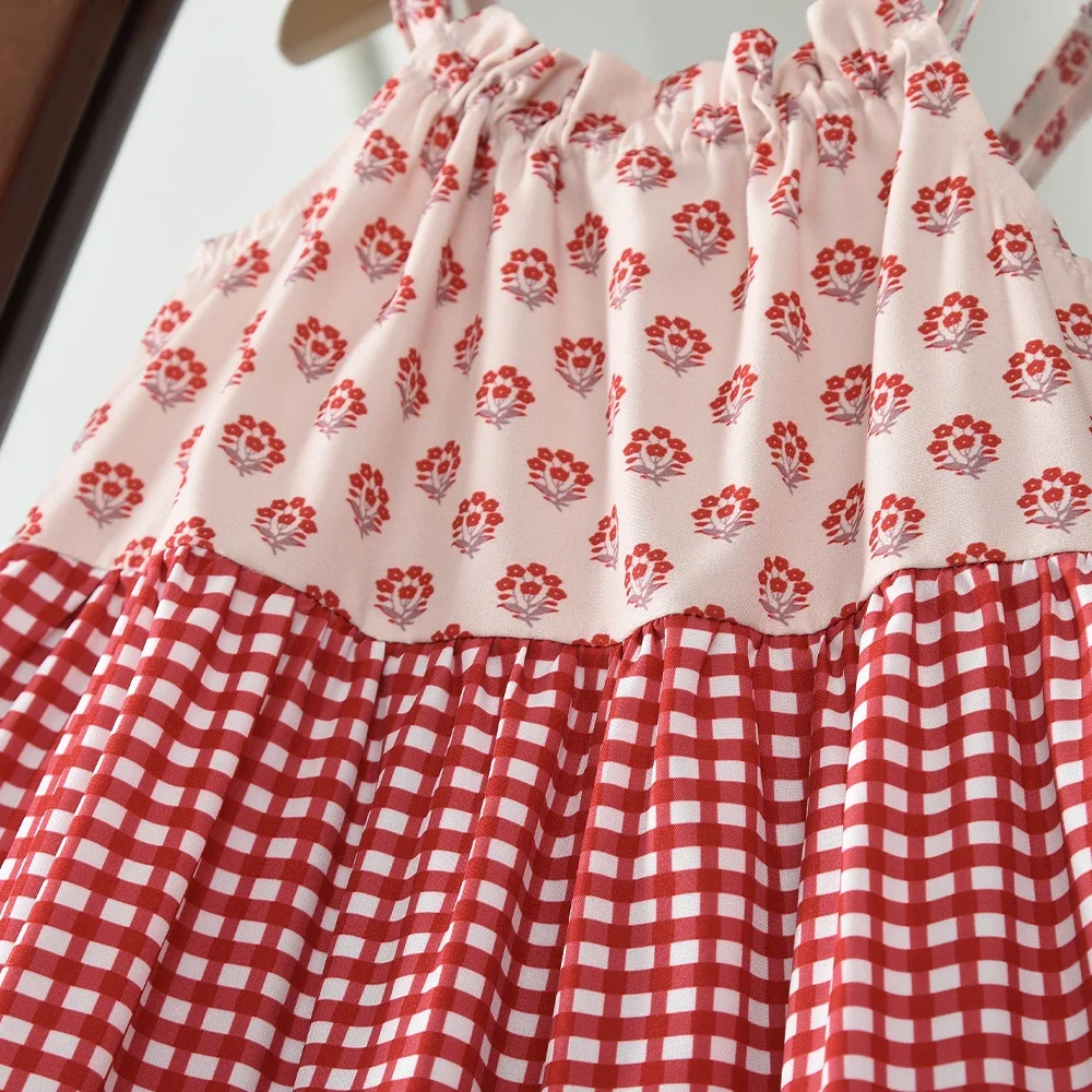 Bear Leader Koreanische Version Süße und Niedliche Mädchenkleidung Trägerkleid mit Karomuster und Patchwork Neue Sommer-Kinderkleidung – Detail 5
