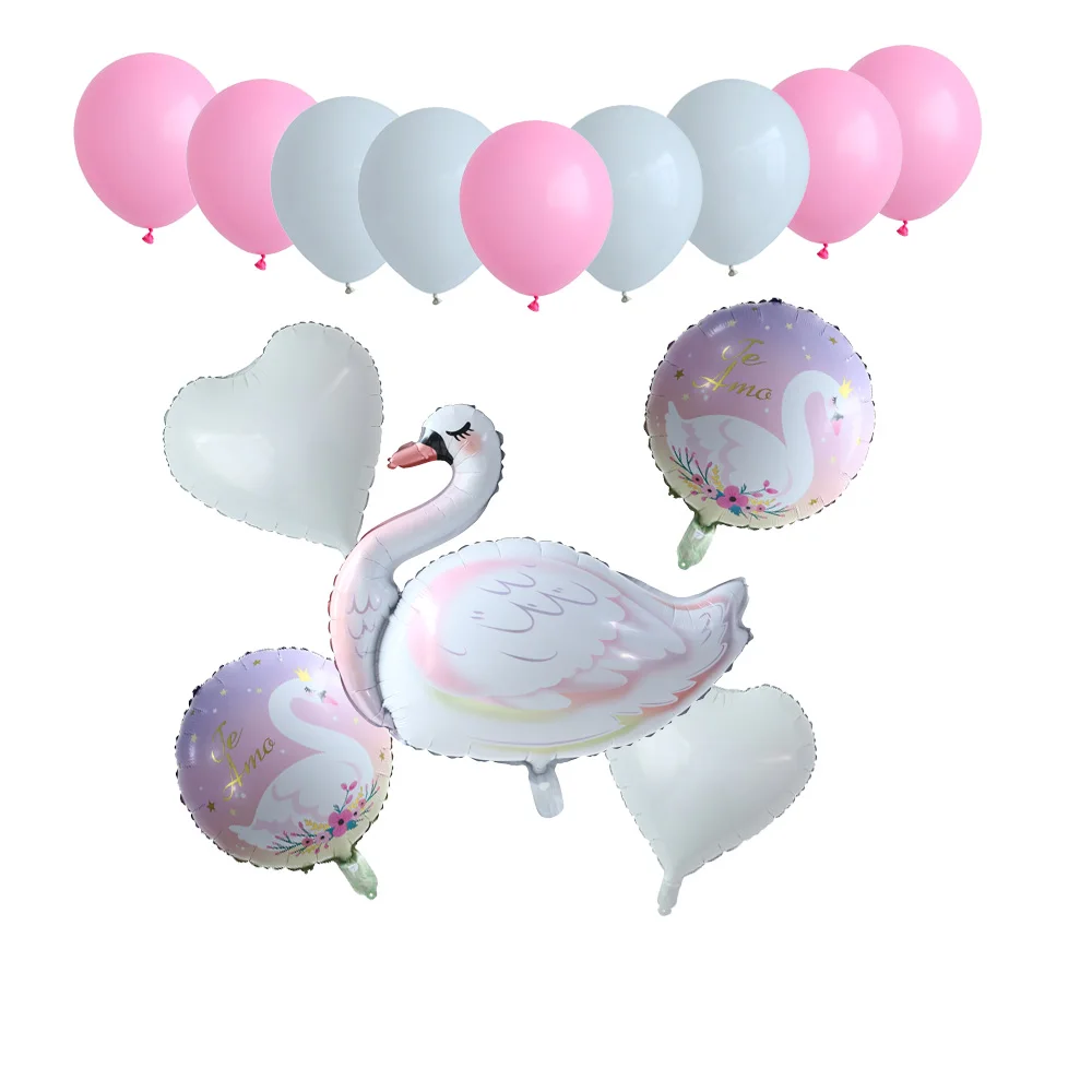 15pcs Flamingo Balloon 18inch Heart Balls White Swan Balloons Baby Shower Birthday Wedding Party Hawaiian Decoration Supplies