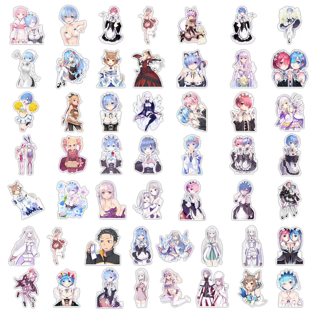 50pcs RE: ZERO - Starting Life in Another World Cartoon Graffiti Sticker DIY Suitcase Skateboard Notebook Waterproof Sticker