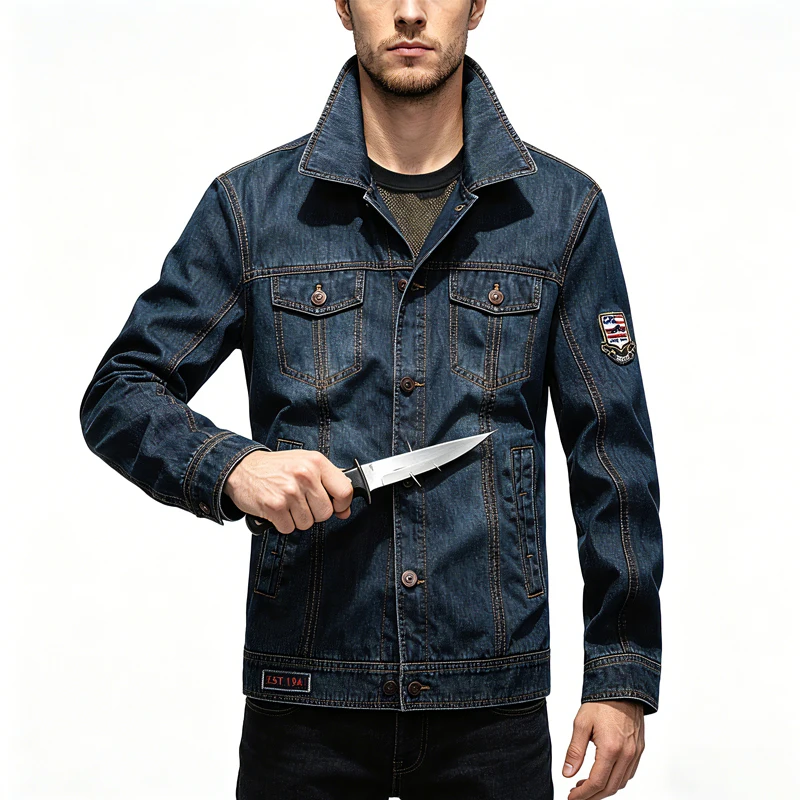 Lightweight Invisible Anti-Stab Anti-Cut Retro Denim Jacket Self-Defense Anti-Hacking Fbi Police Tactical Protective Clothing