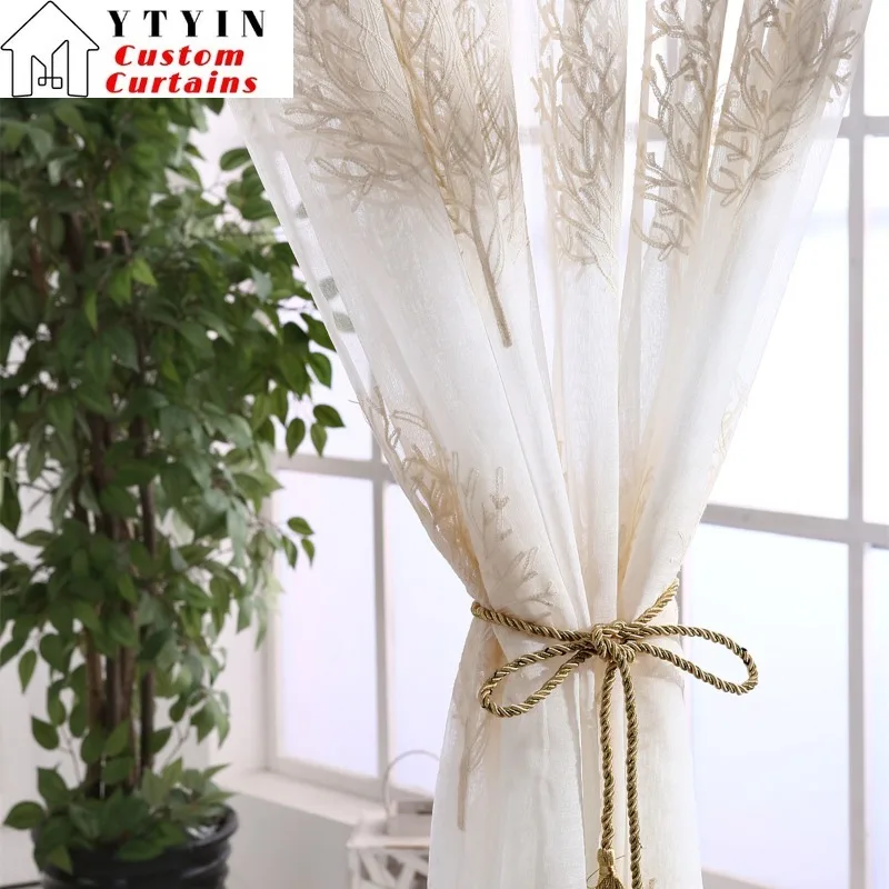 

Custom Size！！American Country Embroidered Linen Simple Romantic Fashion Curtains for Living Dining Room Bedroom Decor Window