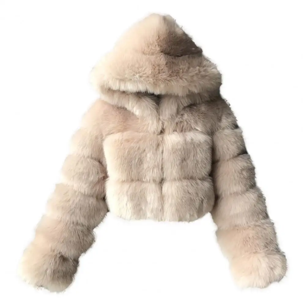 Faux Fur Coats Women Winter 2023 Cozy Plush Fuzzy Fluffy Super Warm Women Jacket Coats with Hooded Prom Women Clothes