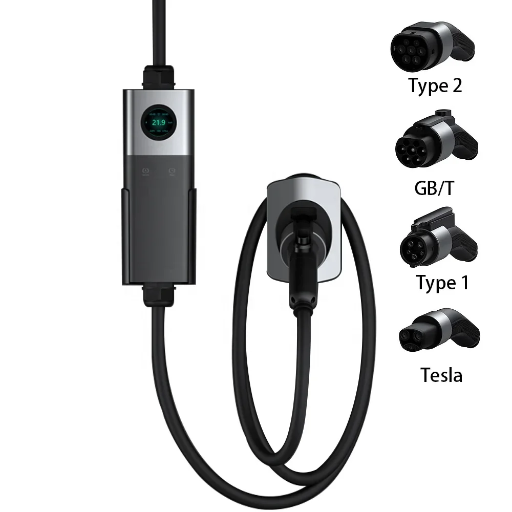 Factory 7kw 11kw 22kw Ev Charger 16A 32A 40A 48A Ev Charging Station Type1 Type2 GB/T Electric Vehicle Portable Ev Charger