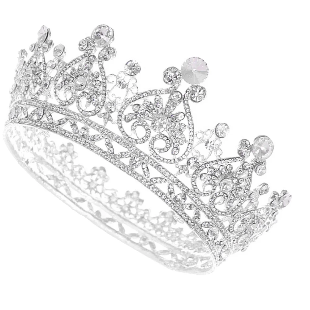 

Vintage Crown Miss Bridal Hair Accessories for Women Tall Crowns Alloy Bride Crystal