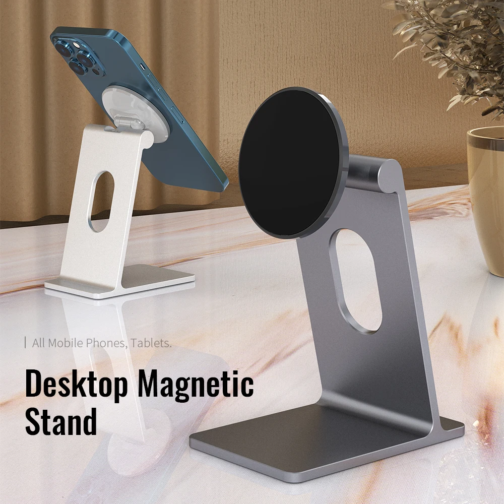 Adjustable Magnetic Cell Phone Stand for MagSafe - Aluminum Desktop Phone Holder Cradle Dock,Compatible with Smartphones, Tables