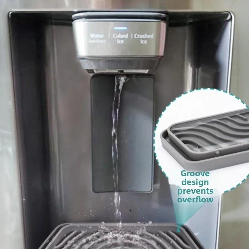 Silicone Refrigerator Drip Tray Catcher Easy-To-Clean Raised Grooves Spills Water Pad Cuttable Spills Prevention