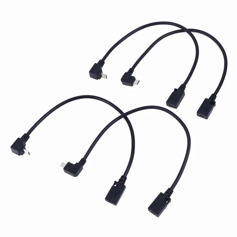 Kabel konverter adaptor, usb mikro pria Ke mini usb Wanita 90 derajat