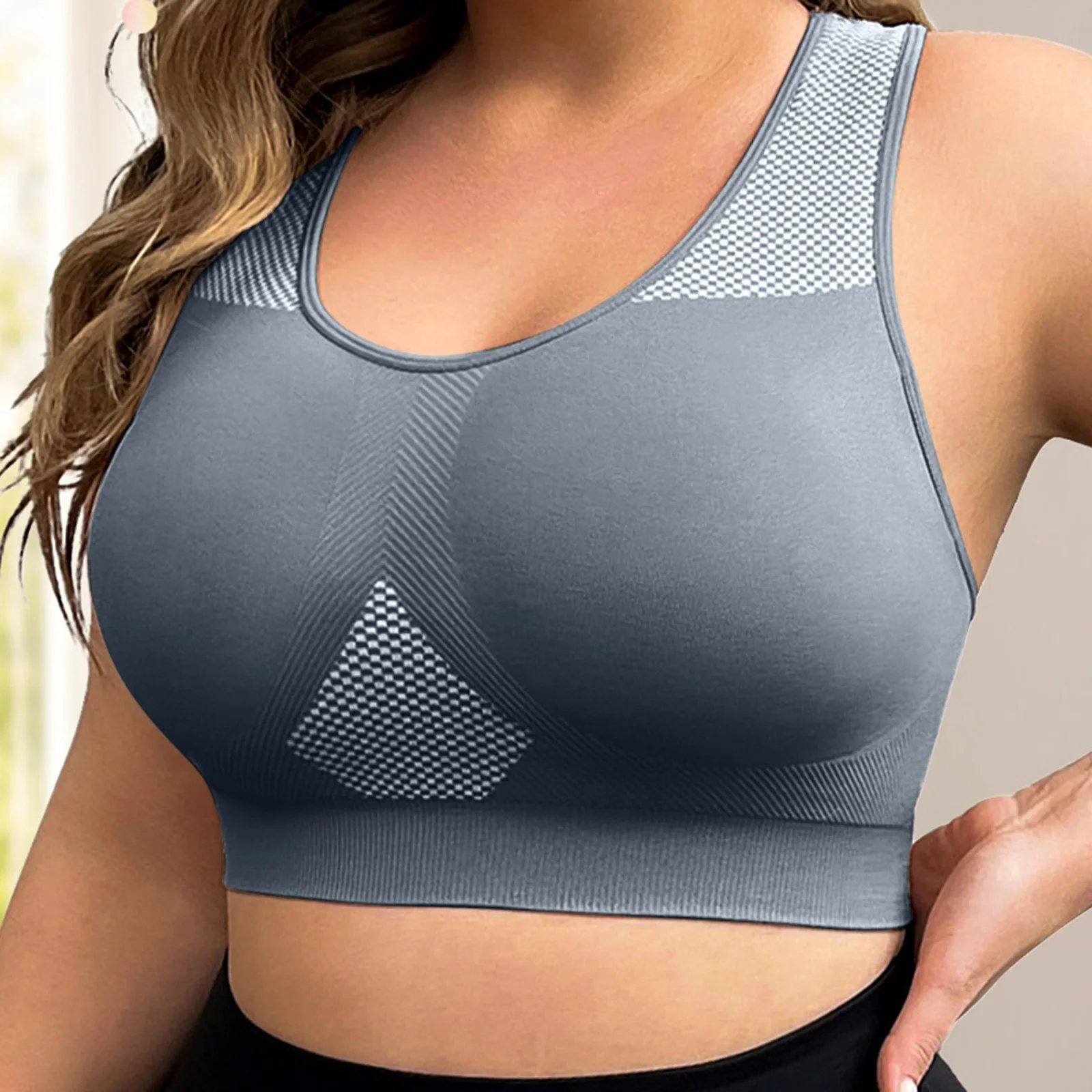 L-3XL حجم كبير الرياضة اليوغا الصدرية المرأة سلس مثير رفع سترة لياقة بدنية التباين اللون U الرقبة تجريب Racerback تانك القمم