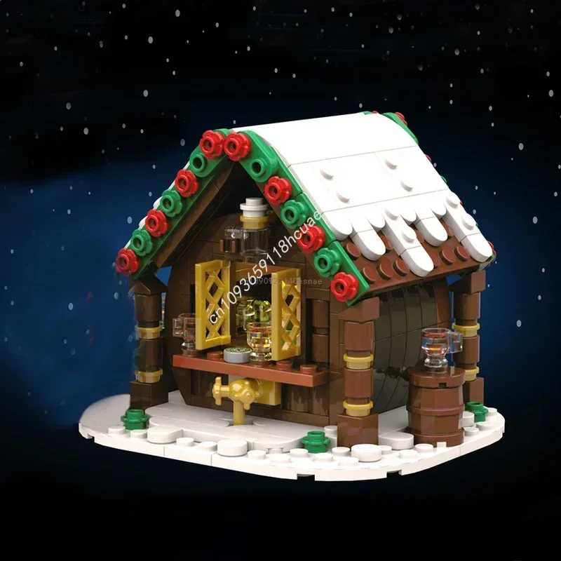 City Street View Kersthuis Moc Bouwsteenset DIY Kleine deeltjes Gemonteerde stenen Kinderspeelgoed Kerstcadeaus