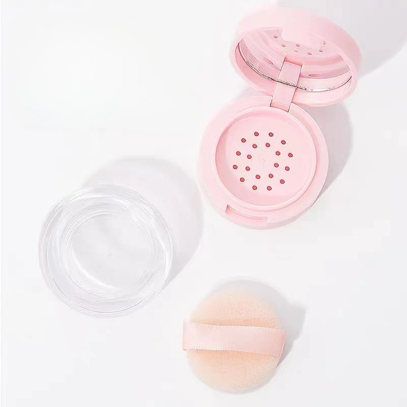 New Portable Plastic Powder Box Empty Loose Powder Container With Sieve Mirror Cosmetic Sifter Loose Jar Travel Makeup Container