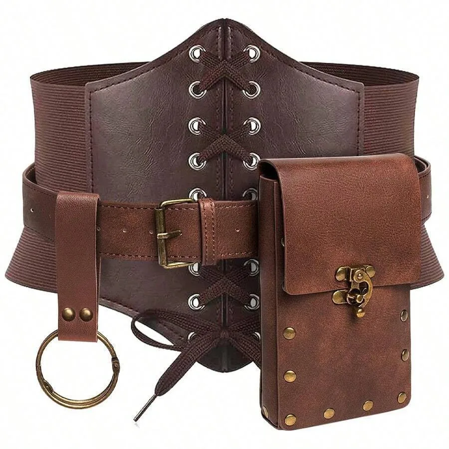 Adjustable Medieval Vintage Tight-Fitting Wide Waist Cincher Women Drawstring Belt Court-Style Corset Belt Party Cosplay Props