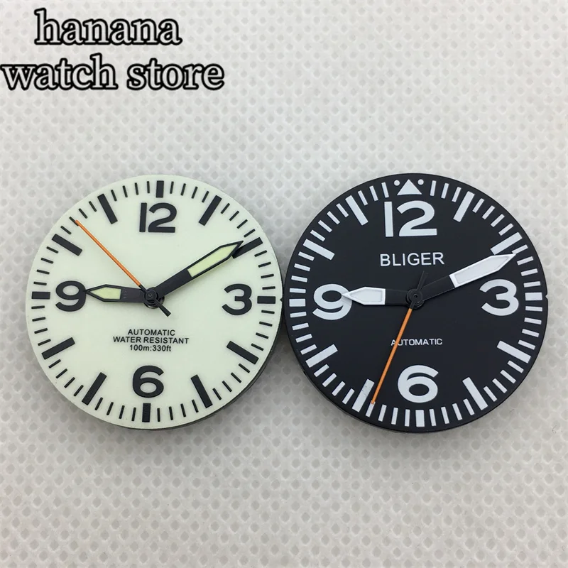 قرص مضيء بالكامل بكلتا اليدين ، قرص أبيض وأسود ، حركة خضراء ، 29 ، NH34 ، NH35 ، NH36