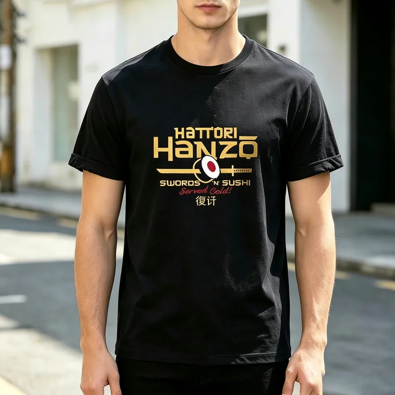 Samurai Sword Culture Graphic T Shirt for Men 100 Cotton Short Sleeve Tee for Casual Streetwear