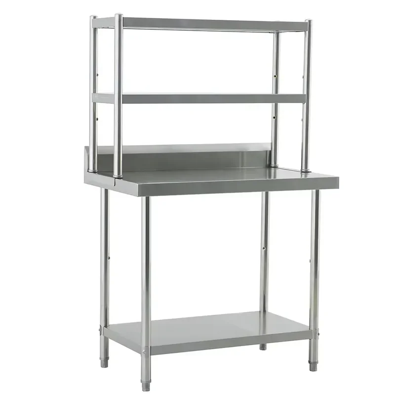 Stainless Steel Table with Removable Overshelves Metal Table Prep Table for Home Kitchen Restaurant Garage Warehouse