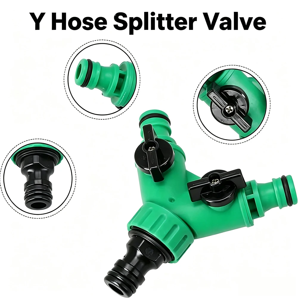 Garden Y Hose Splitter with 2 Independent Valves 3/4
