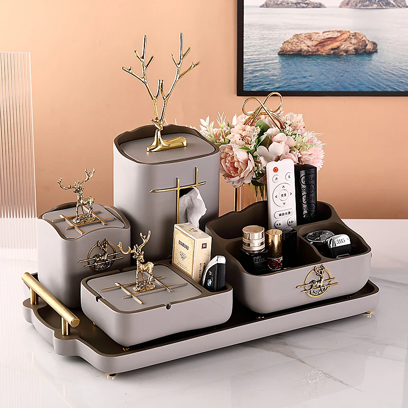 Tea table storage box, light luxury grade, high-end living room paper drawer, decorative ornaments