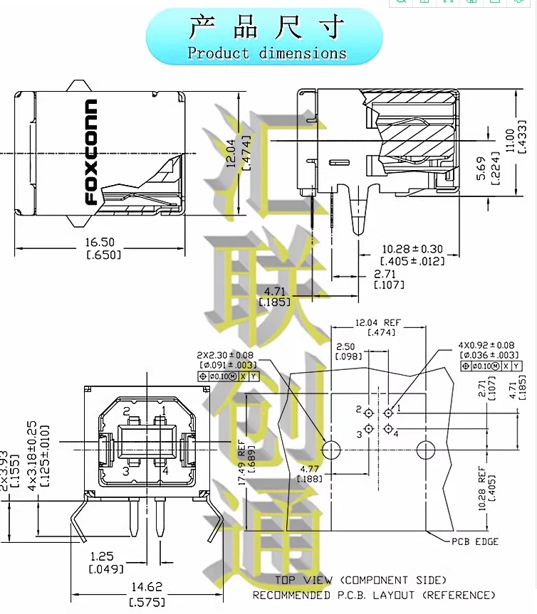 1 قطعة/الوحدة UC11123-11KA-4F جديد UB11123-4K5-4F D نوع USB-B أنثى 4pin موصل جديد وأصلي 3DThe طابعة خاصة