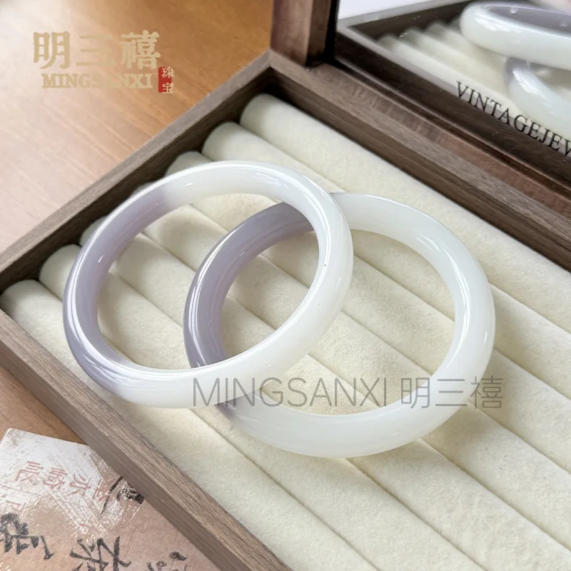 

Outer Mongolia bracelet, smoky , -mountain semi-water violet, emerald green, white glass, jadeite, waxy jade, flat