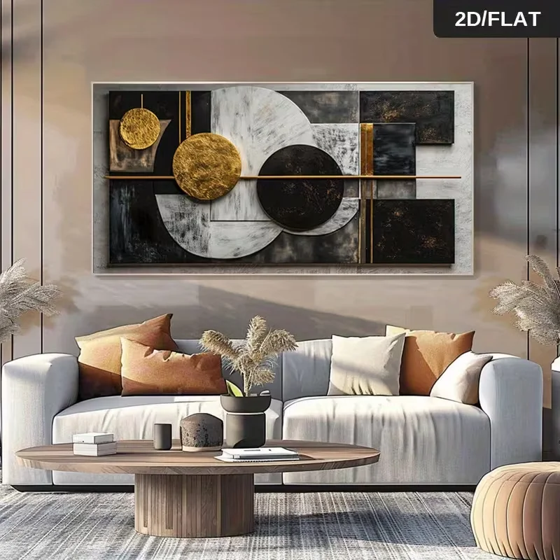 2D Flat, 2D Flat, 2D/Flat Frameless Ultra-Large Decorative Painting Wall Canvas Art Ultra-Modern Abstract Canvas Painting Black,