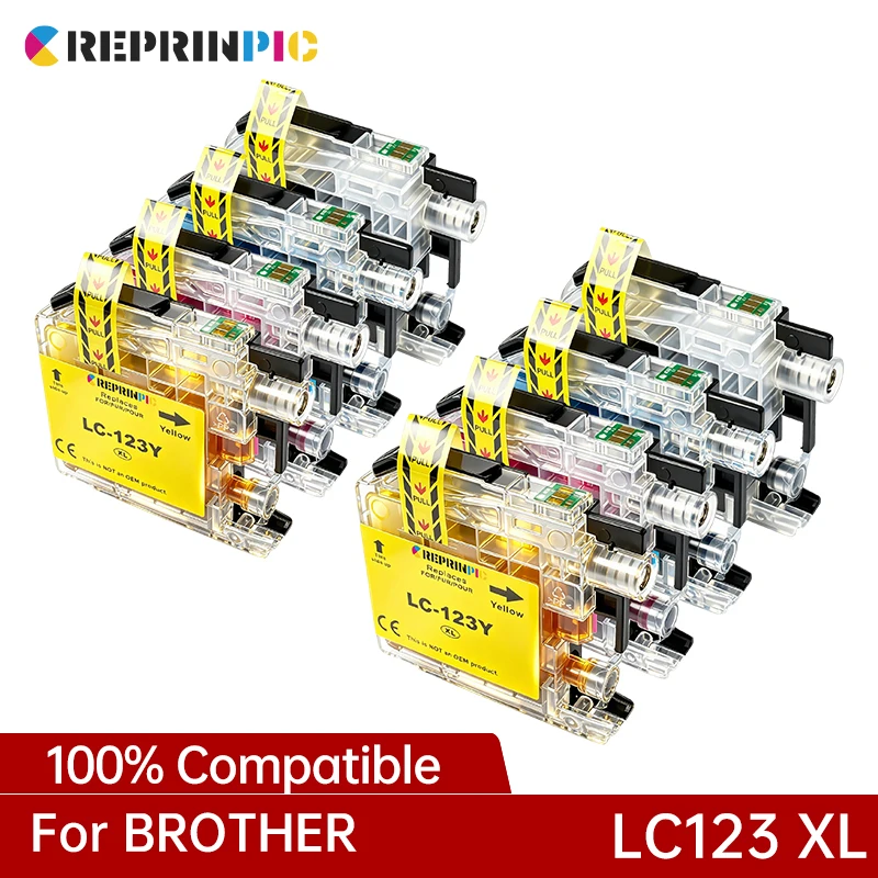 Cartucho de tinta LC123 LC 123 XL LC123XL para impresora Brother Inkjet MFC J4410DW J4510DW J4610DW J4710DW J470DW J6920DW