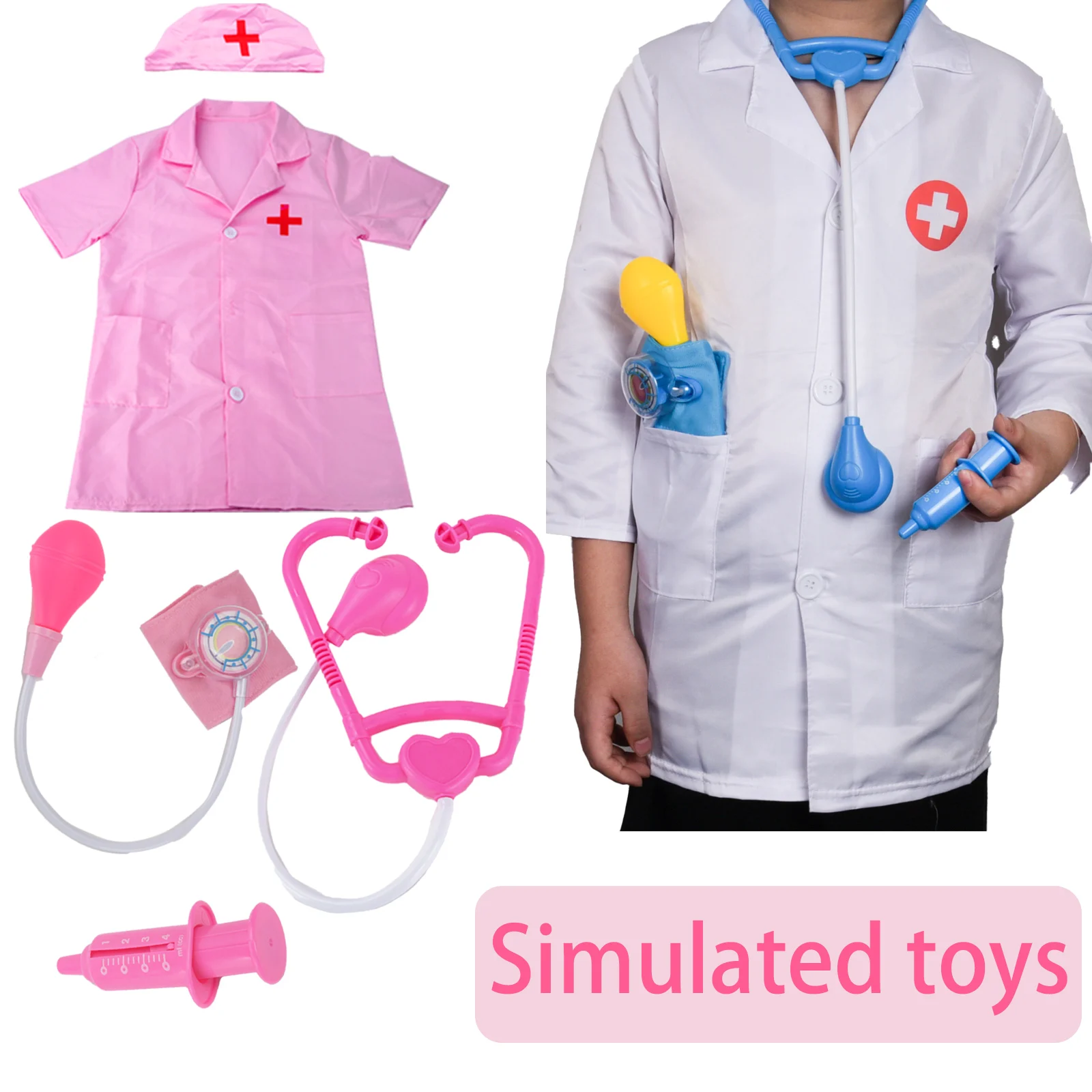 Children'S Play Home Little Doctor Toy Set, Stethoscope Nurse Role, Injections For Boys And Girls, Simulated Blood Pressure Moni
