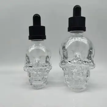 10pcs dropper bottle new skull shape glass 15/30/50ml e-juice head glass elidropper dropper glass bottles e-liquid mist juice