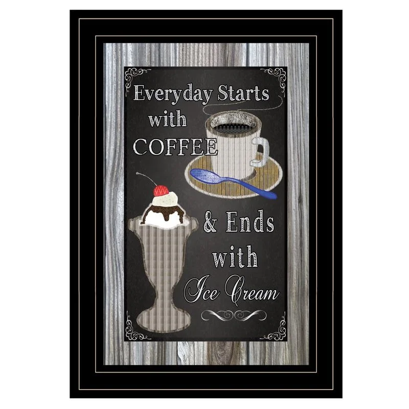 

Everyday Starts with Coffee Chalkboard Framed Print, Black Frame, Ready to Hang, Trendy Decor 4U