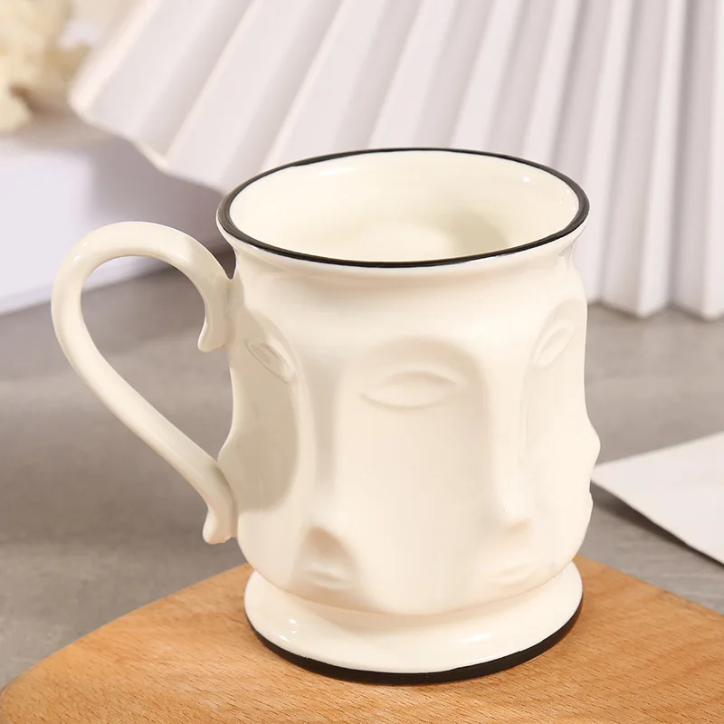 Nordic Gold Plated Face Ceramic Coffee Cup Delicate Couple Mug Gift Office Tea Dessert Milk Home Decoration Accessories