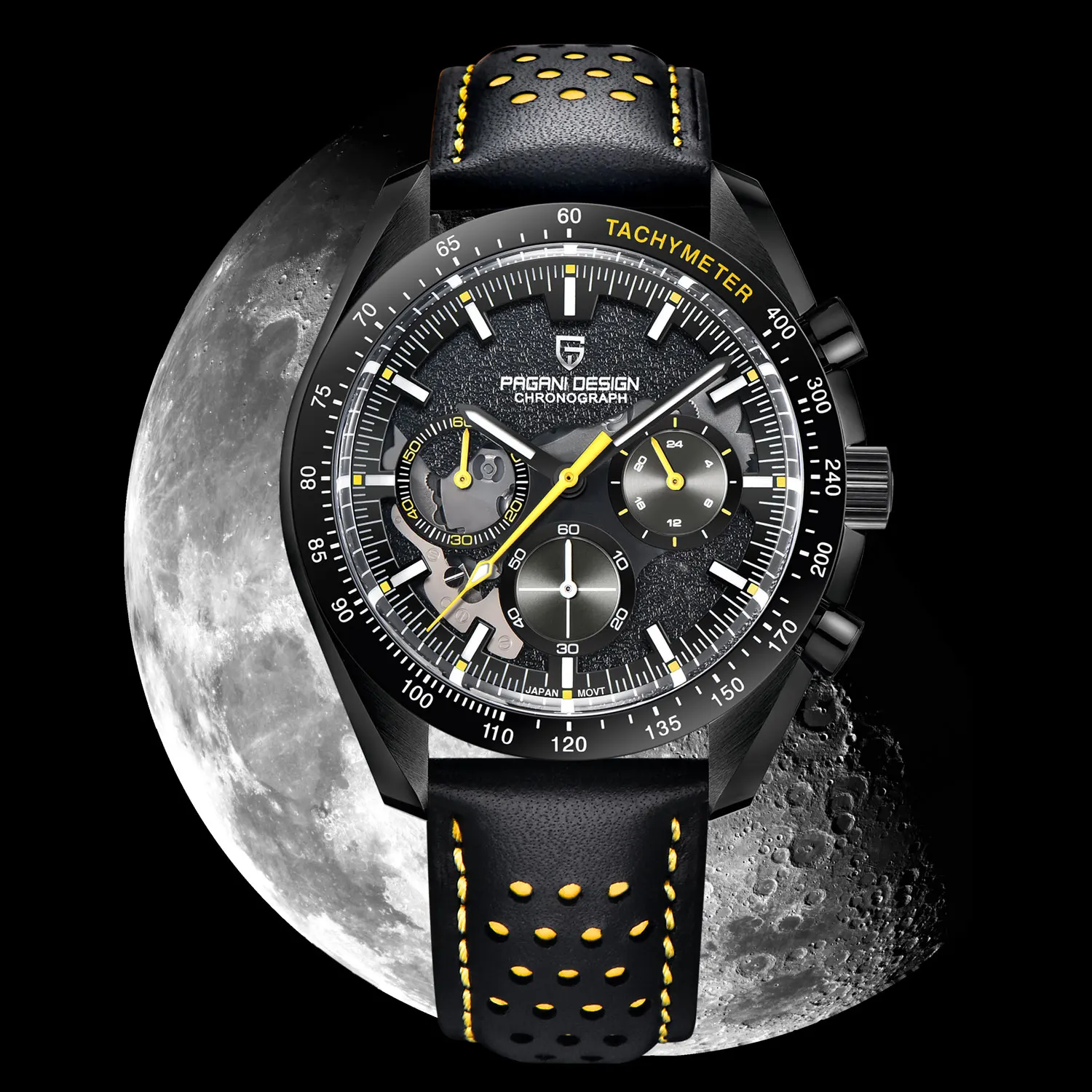 

PAGANI DESIGN Moon Mens Watches Quartz Watch for man Sport Chronograph Waterproof Skeleton AR Sapphire Glass relógio masculino