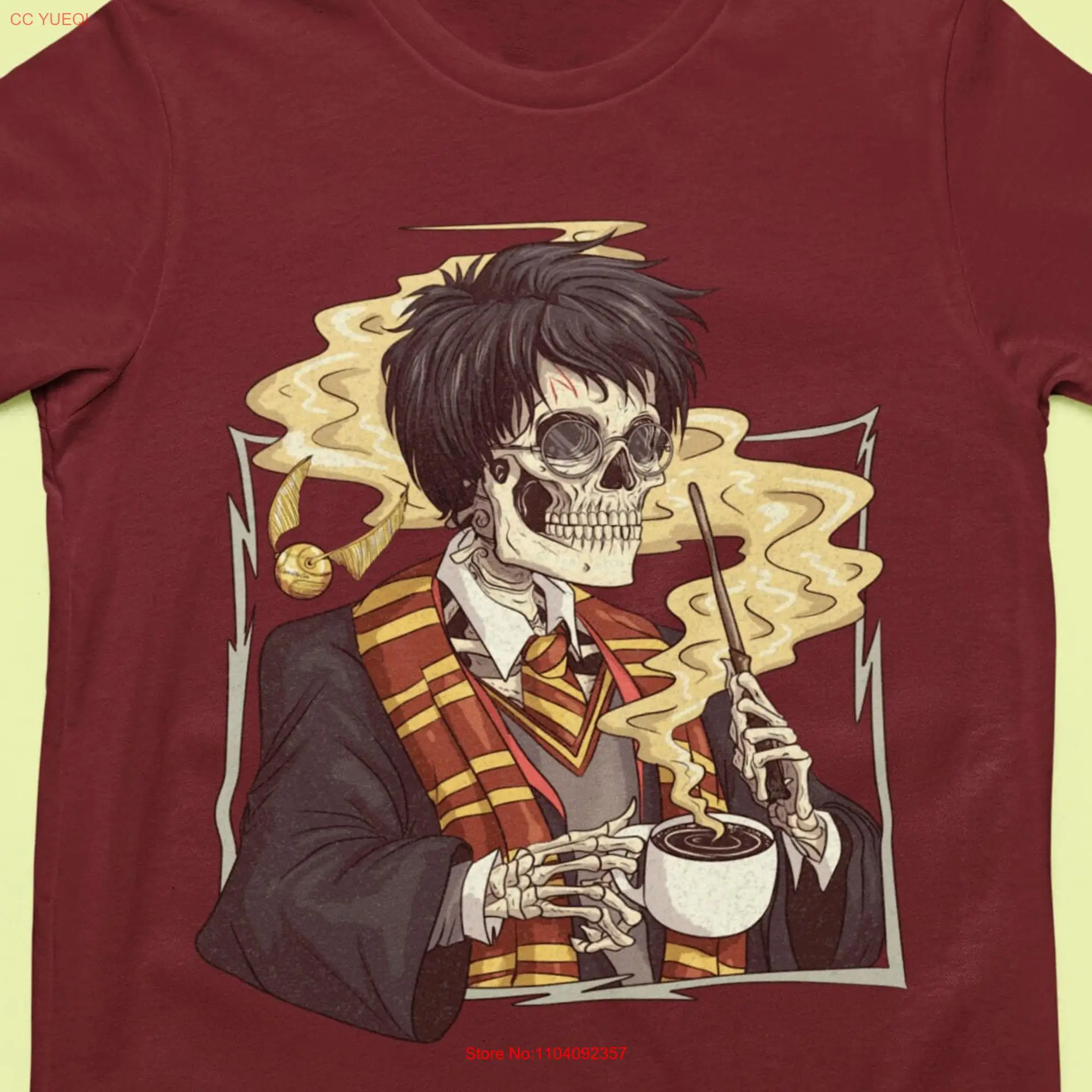 Disfraz de Brave Wizard, camiseta de esqueleto, rayo Scar, café, amante, diversión heroica, Halloween, inspirado en magia